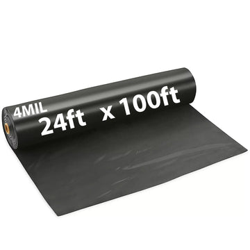Black Plastic Sheeting 4 mil 24ft X 100ft